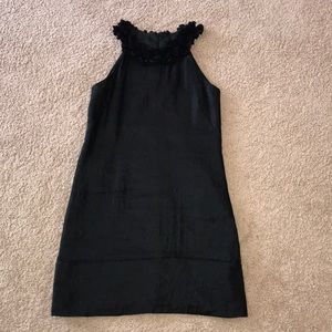 Ruffled Collar Black Dress